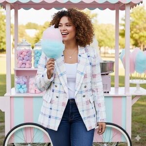 Tweed Pastel Double-Breasted Blazer